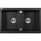 Banca de cozinha Lava louça Barbados em poligranito 2 cubas preto - Thumbnail 1