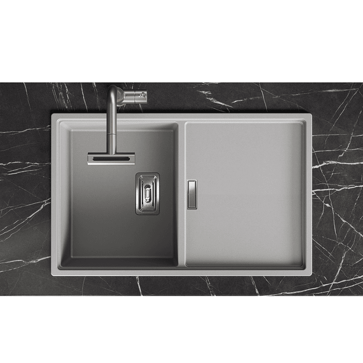 Banca de cozinha Lava louça Tonga em poligranito 1 cuba cinzento 1