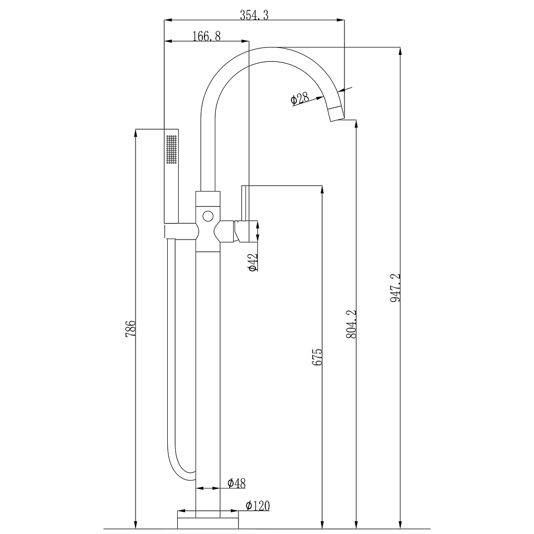 Monocomando de chão de banheira Cromado 2