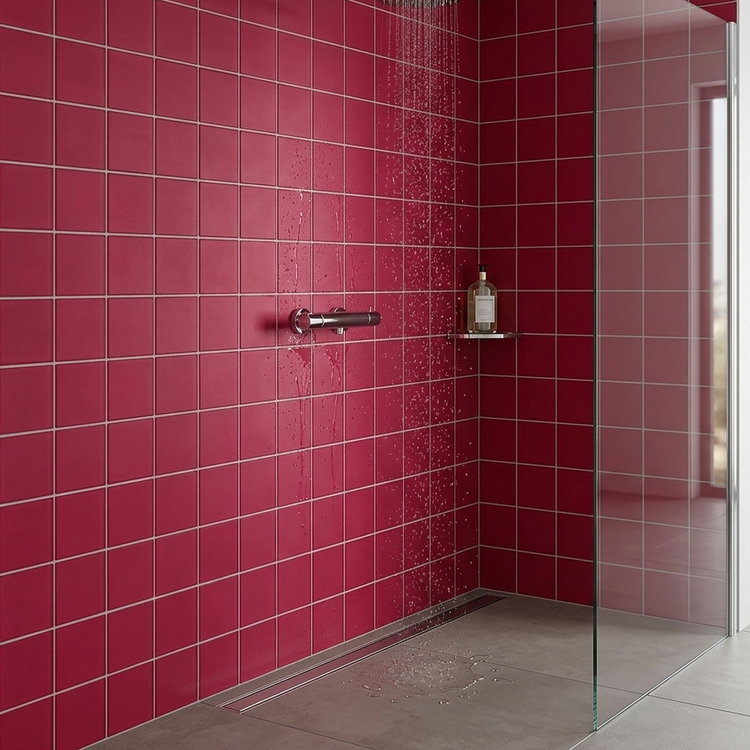 Pastilha em vidro 10x10cm Vermelho mate 1