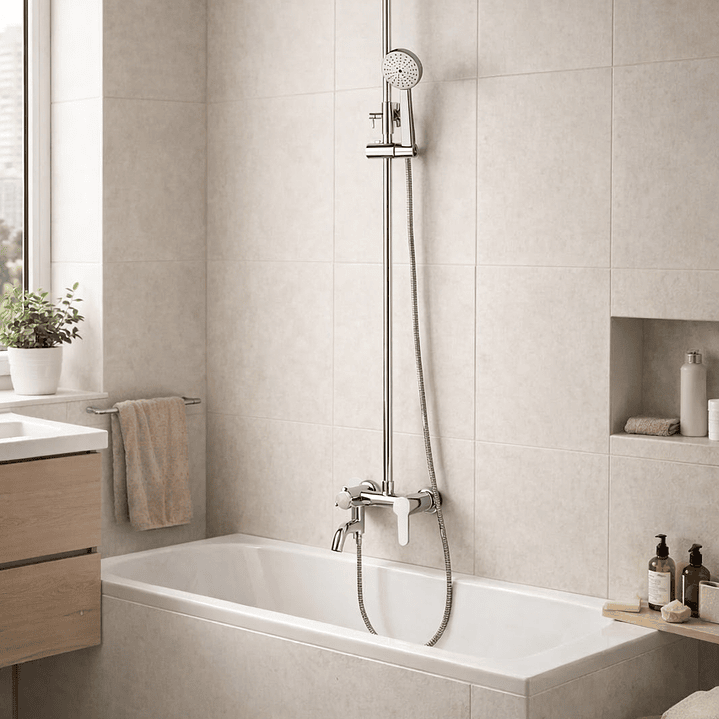 Coluna de chuveiro telescópica monocomando com bica para banheira - AF 2