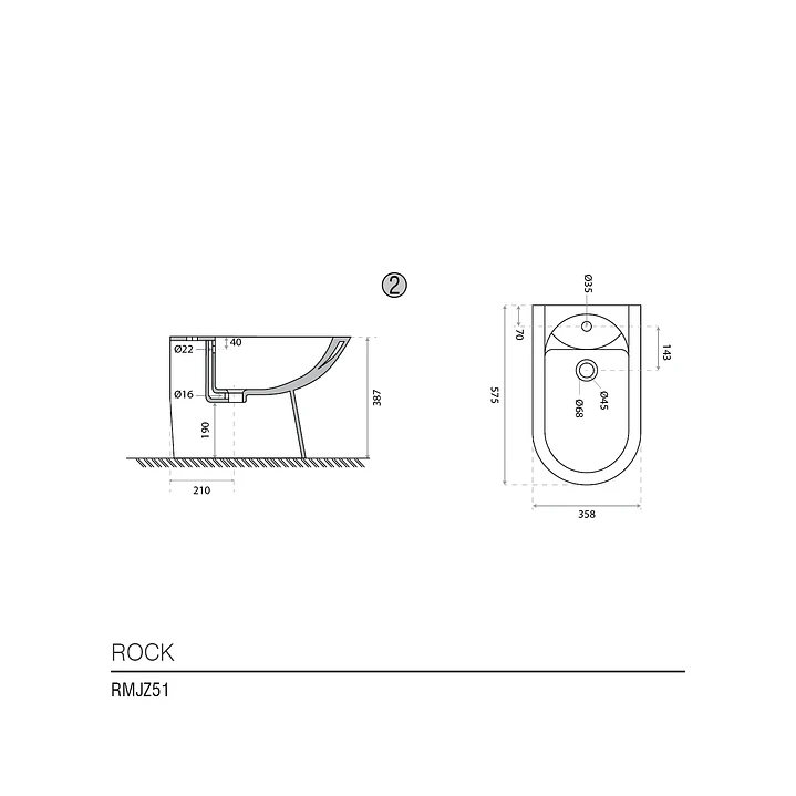 BIDÉ ROCK - COM EMBALAGEM DANIFICADA 2