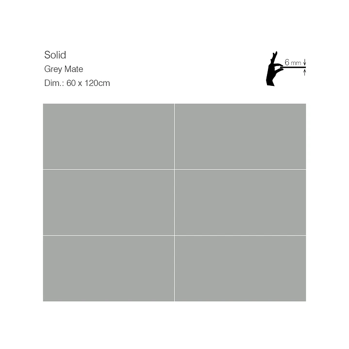 Porcelanico Solid Grey Mate 60x120cm 2
