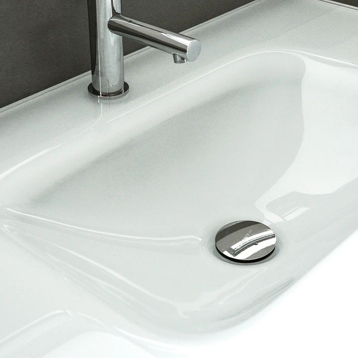 Lavatório de vidro lacado Branco 80cm 1