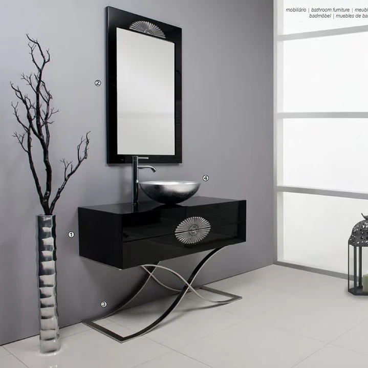 móvel clássico eros lacado - platinado/ Preto - 100cm 1