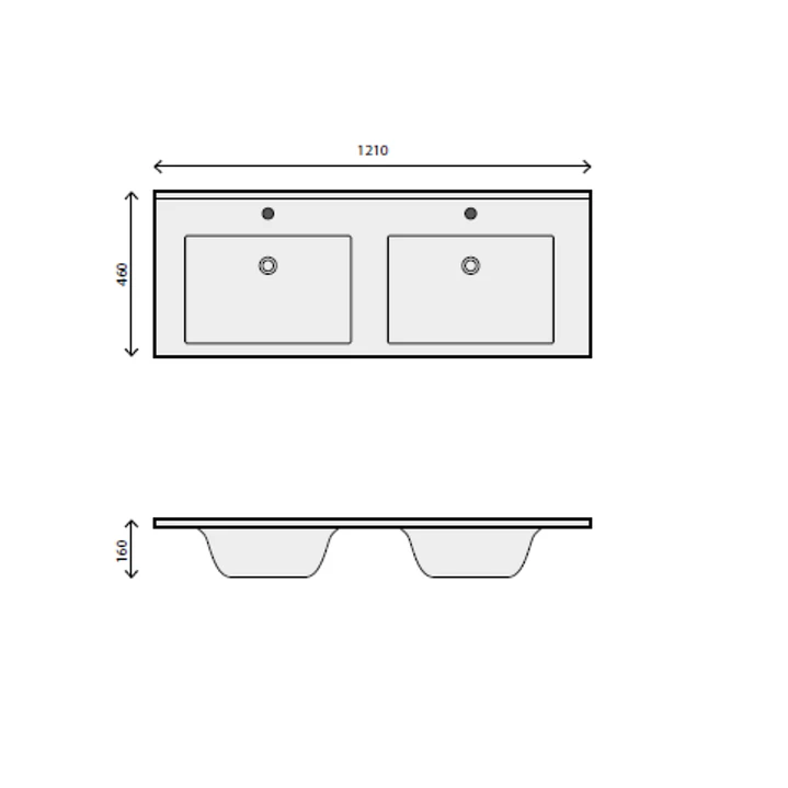 LAVATÓRIO COM 2 PIAS - 1200X460X180 2