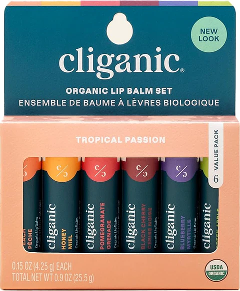 Set de Bálsamos Labiales Orgánicos Cliganic (6 Sabores)