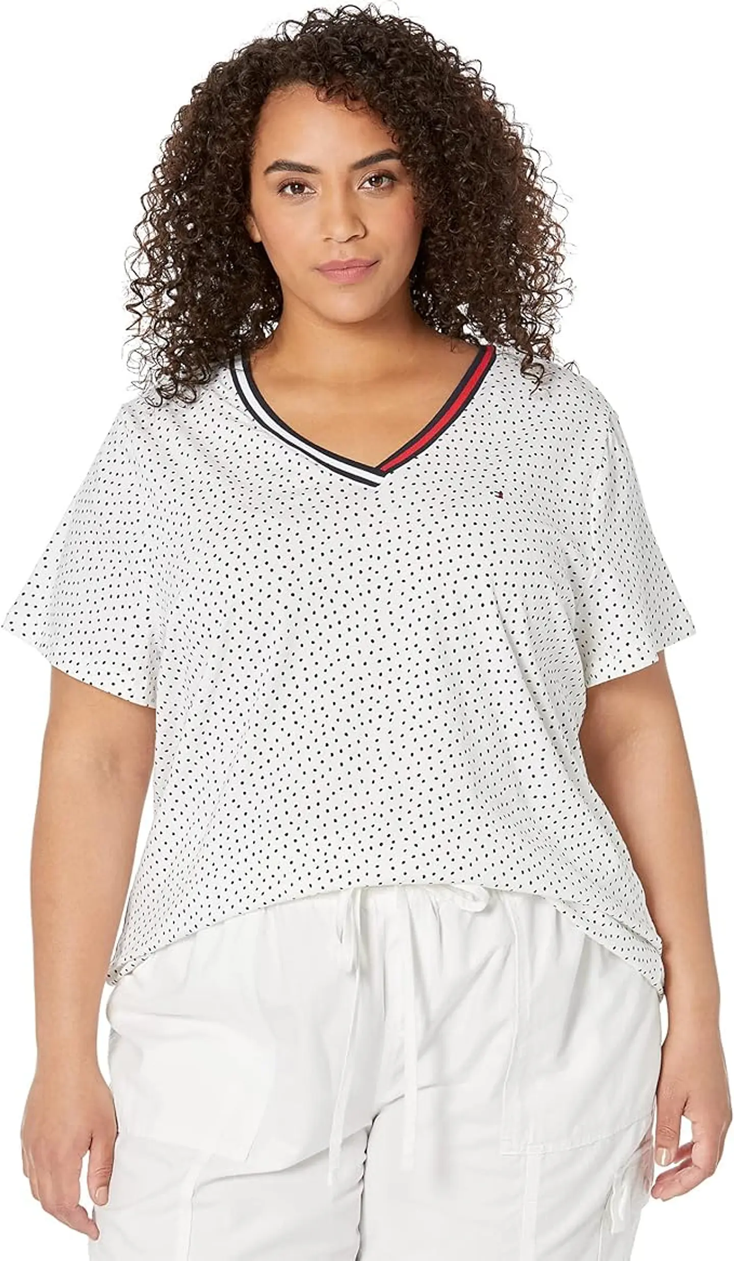 Camiseta Cuello en V Tommy Hilfiger para Mujer 1