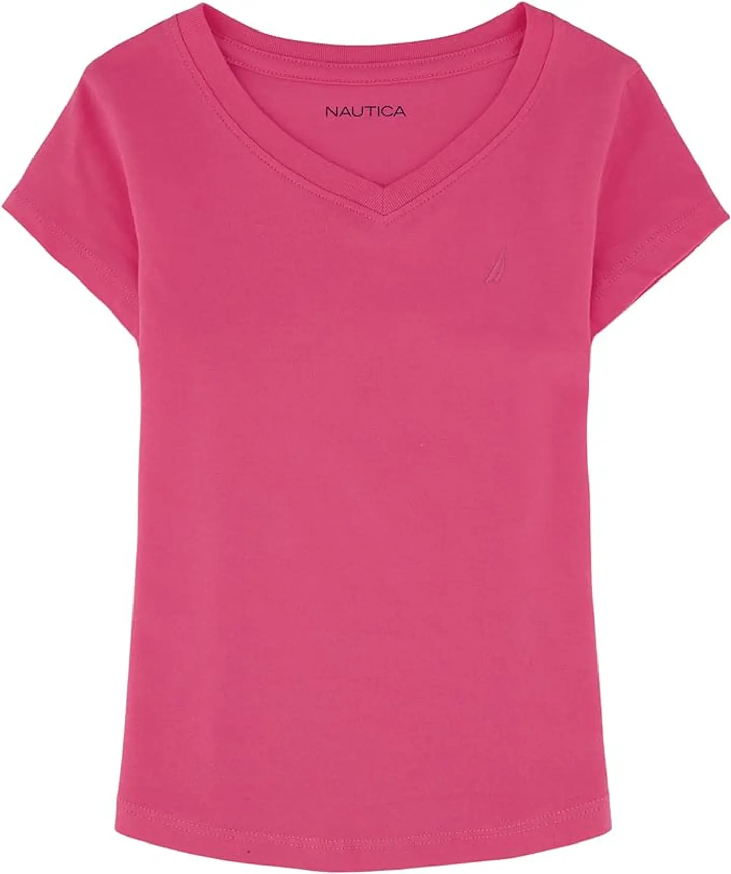 Camiseta Nautica Niña – Cuello en V Regular Fit | Mezcla Algodón Premium – Rosa Carmín 1