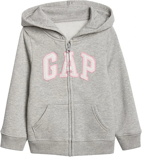 Sudadera GAP Bebé Niña – Logo Bordado | Forro Polar Suave – Gris Jaspeado