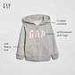 Sudadera GAP Bebé Niña – Logo Bordado | Forro Polar Suave – Gris Jaspeado - Miniatura 2