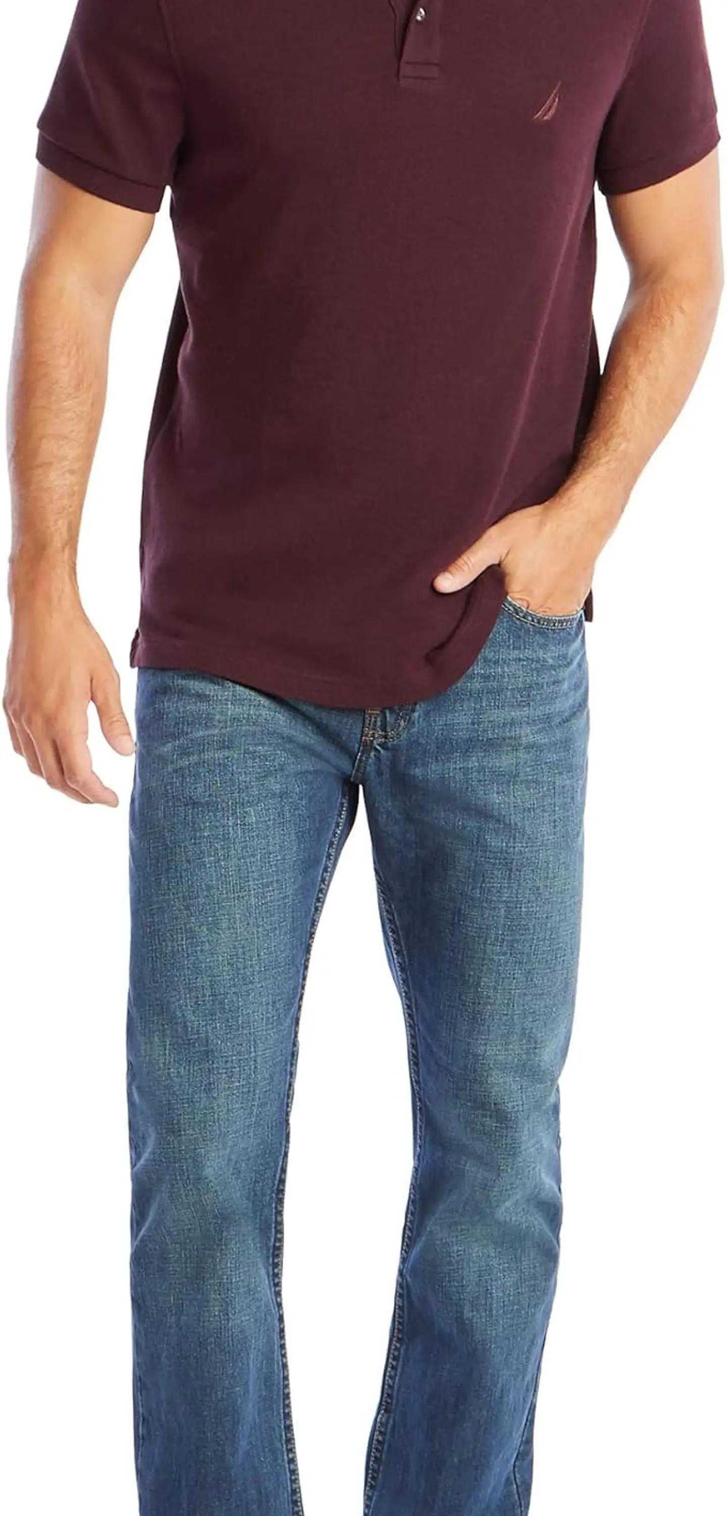 Polo Nautica Hombre – Algodón Suave 100 % | Cuello Italiano – Borgoña Jaspeado 3