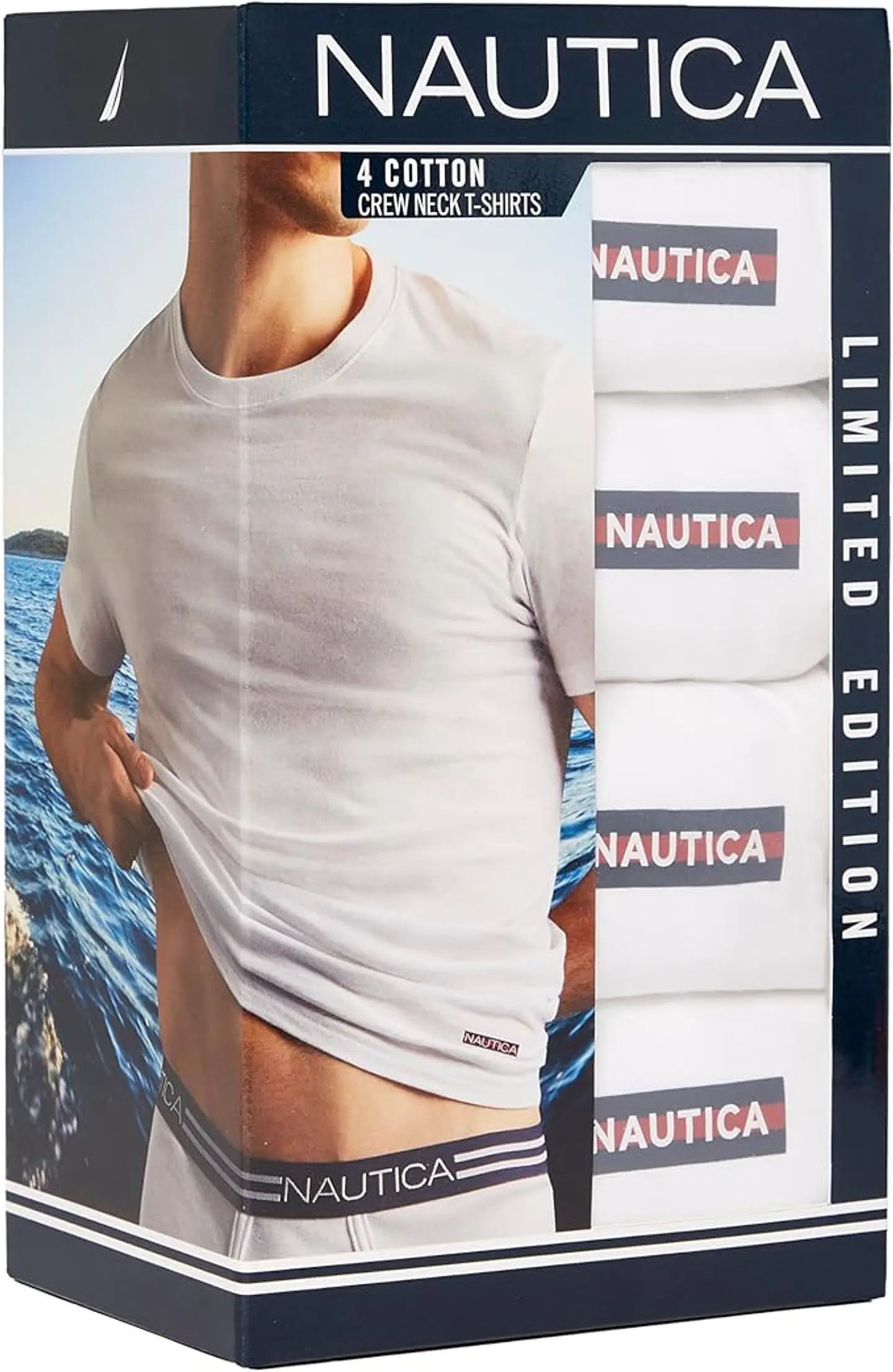 Nautica Hombre – Pack 4 Camisetas Cuello Redondo | 100 % Algodón 2