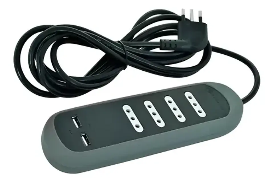 Alargador múltiple 4 tomas negro con USB 3 mts Lexo 1