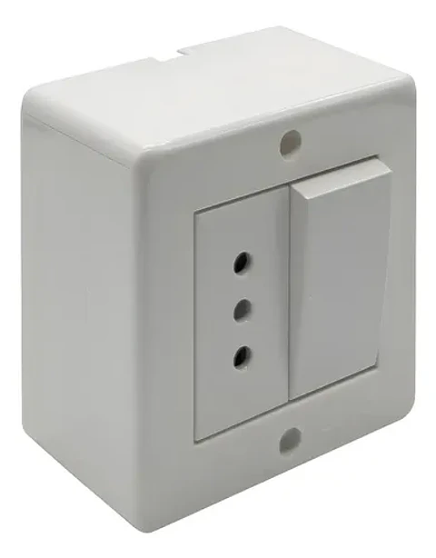 Casquete interruptor simple 9/12 + toma corriente 10a blanco Lexo