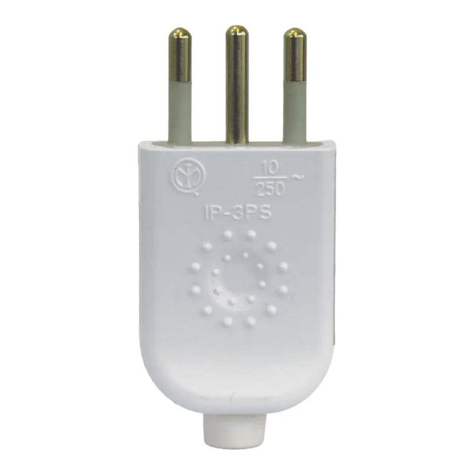 Enchufe volante macho blanco 2p+t 10a 250v Lexo 1
