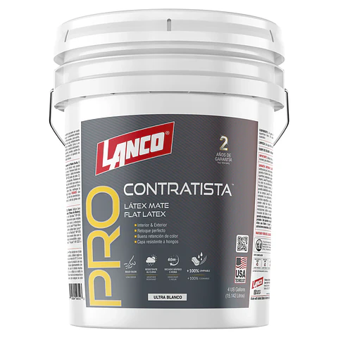 Tineta latex mate ultra blanco Lanco Contratista 