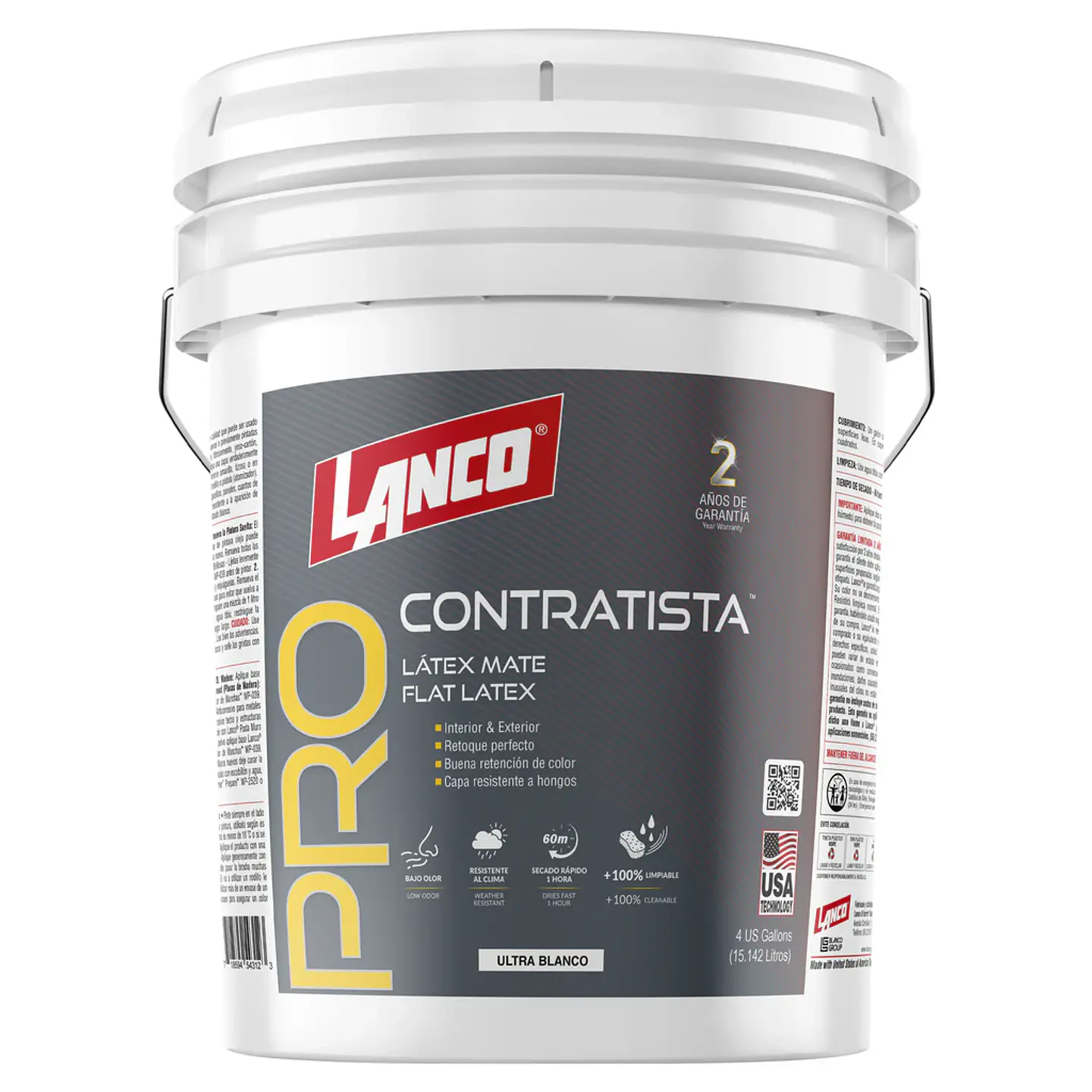 Tineta latex mate ultra blanco Lanco Contratista  1
