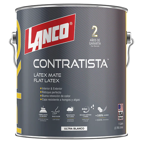 Galon latex mate ultra blanco Lanco Contratista 