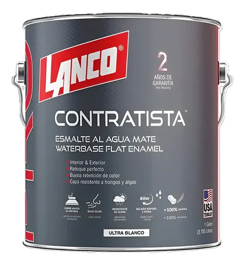 Galon Esmalte al Agua Mate Ultra Blanco Lanco Contratista