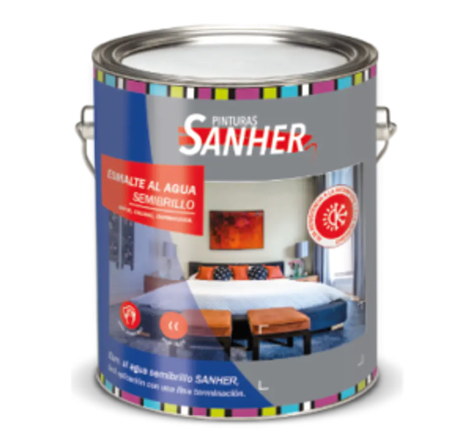 Galón Esmalte al Agua Semibrillo Blanco Sanher 1