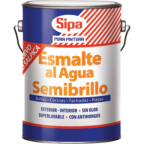 Galón Esmalte al Agua Semibrillo Blanco (base p) Sipa 