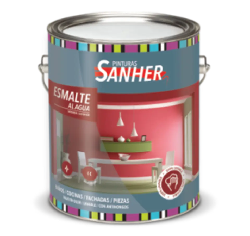 Galón Esmalte al Agua Satinado Blanco Sanher 1