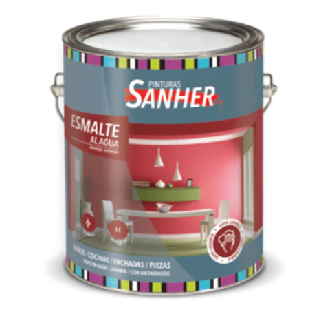 Galón esmalte al agua satinado base media Sanher