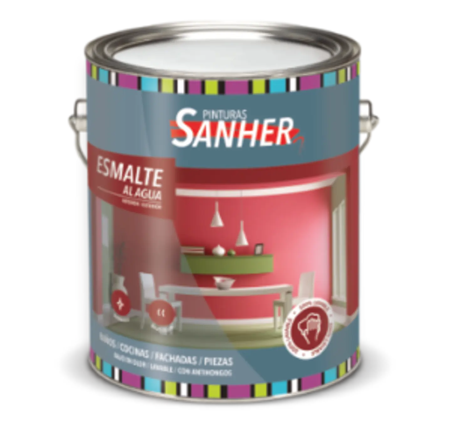 Galón Esmalte al Agua Satinado Base Pastel Sanher. 1
