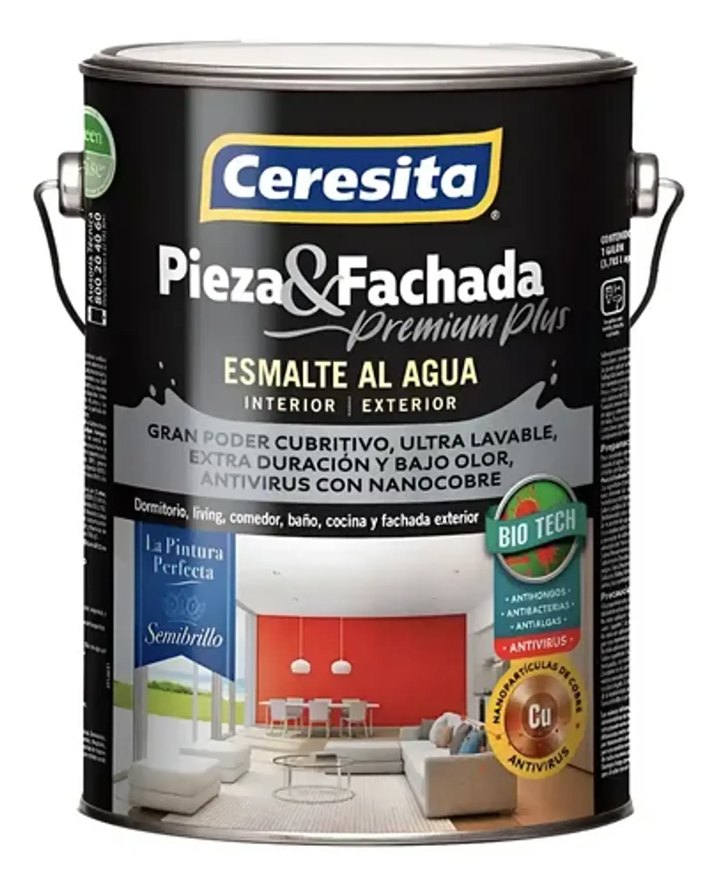 Galón Esmalte al Agua semibrillo Verde Ceresita Premium 1