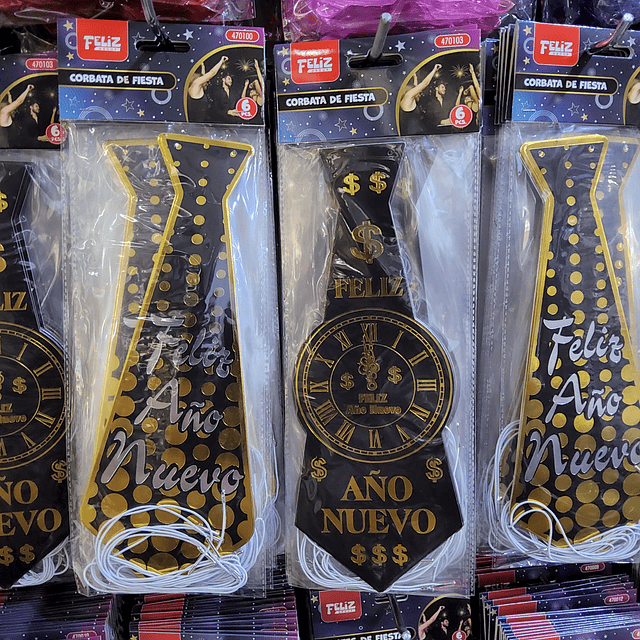 CORBATA DE FIESTA AÑO NUEVO X 6 UNIDADES 