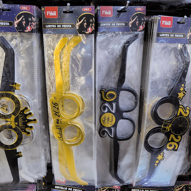LENTES DE FIESTA AÑO NUEVO  X 6 UNIDADES