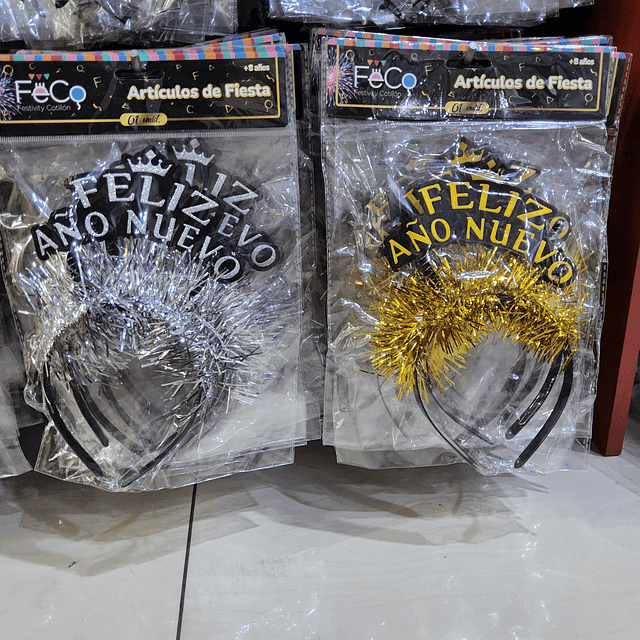 CINTILLO DE FIESTA AÑO NUEVO X 6 UNIDADES 