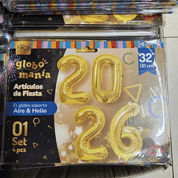 GLOBO METALIZADO 2026 AÑO NUEVO X 1 UNIDAD 