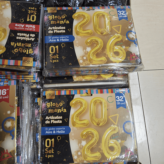 GLOBO METALIZADO 2026 AÑO NUEVO X 1 UNIDAD 