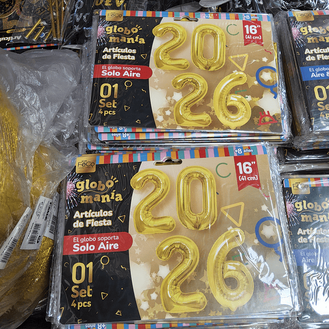 GLOBO METALIZADO 2026 AÑO NUEVO X 1 UNIDAD 