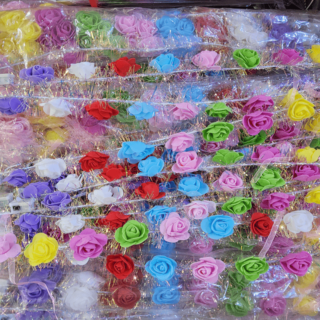 CINTILLO DE FLORES CON LUZ X 1 UNIDAD 