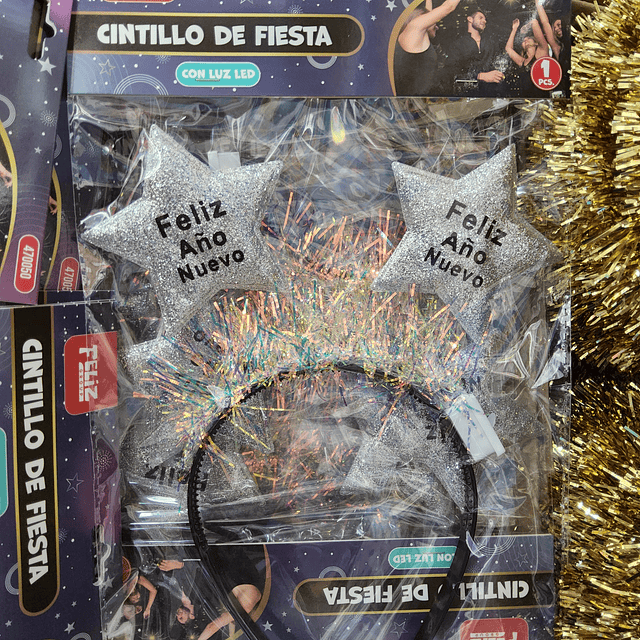 CINTILLO CON LUZ  LED AÑO NUEVO X 1 UNIDAD 