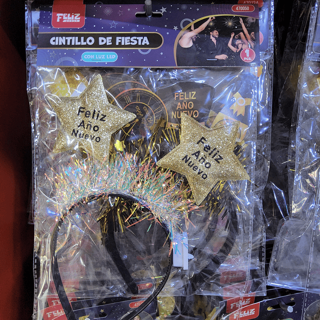 CINTILLO CON LUZ  LED AÑO NUEVO X 1 UNIDAD 