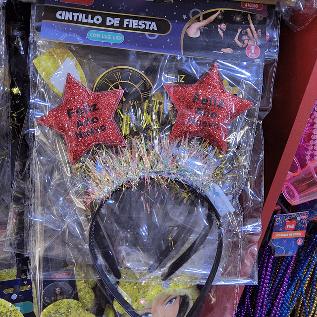CINTILLO CON LUZ  LED AÑO NUEVO X 1 UNIDAD 
