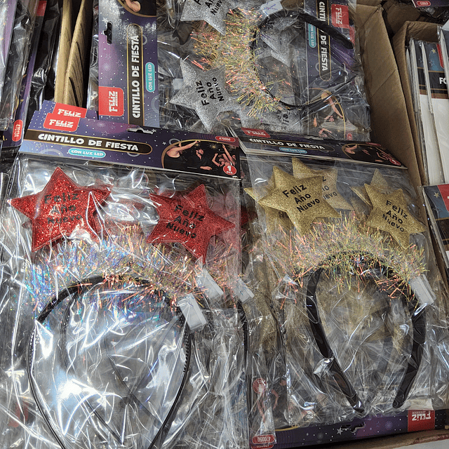 CINTILLO CON LUZ  LED AÑO NUEVO X 1 UNIDAD 