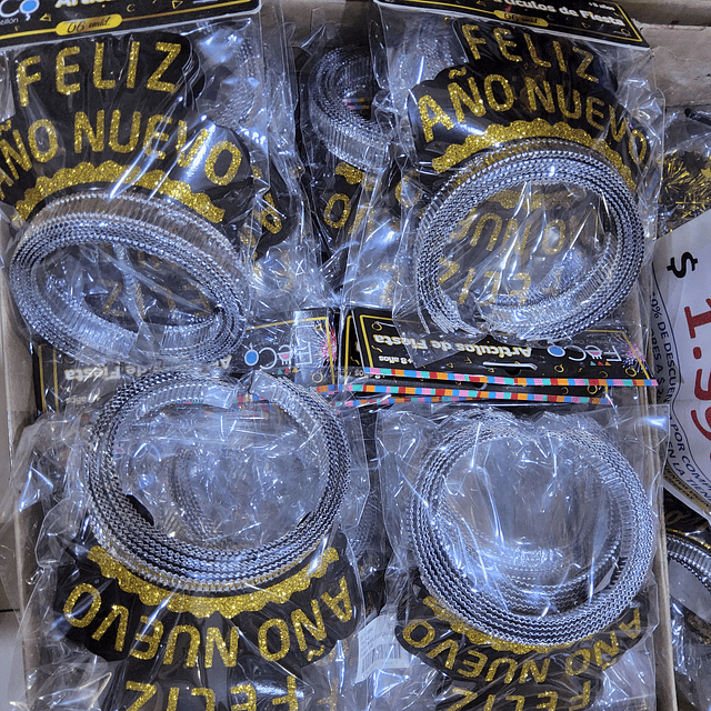 CINTILLO GLITTER AÑO NUEVO X 6 UNIDADES