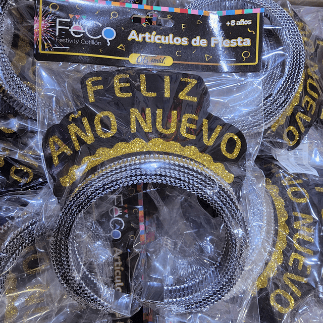 CINTILLO GLITTER AÑO NUEVO X 6 UNIDADES