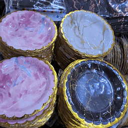 PLATO CARTON MARMOLEADO X 6 UNIDADES