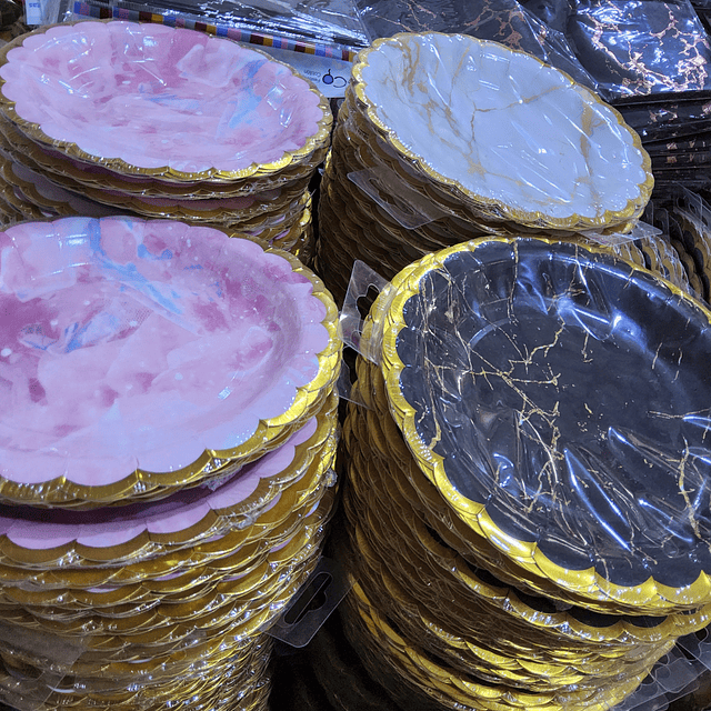 PLATO CARTON MARMOLEADO X 6 UNIDADES