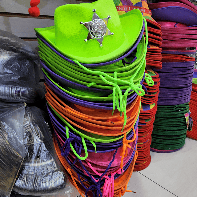 SOMBRERO VAQUERO FLUOR X 1 UNIDAD