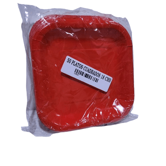 SET PLATOS CUADRADOS X 50 UNIDADES COLOR ROJO