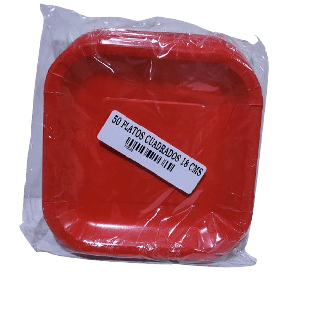 SET PLATOS CUADRADOS X 50 UNIDADES COLOR ROJO