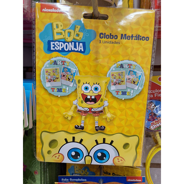 set globos metálicos bob esponja 3 unidades