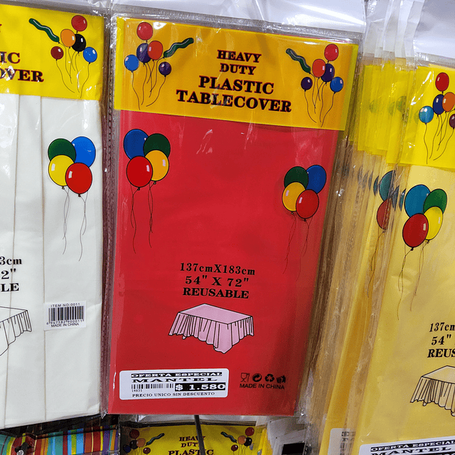 Mantel Plastico liso rectangular color rojo